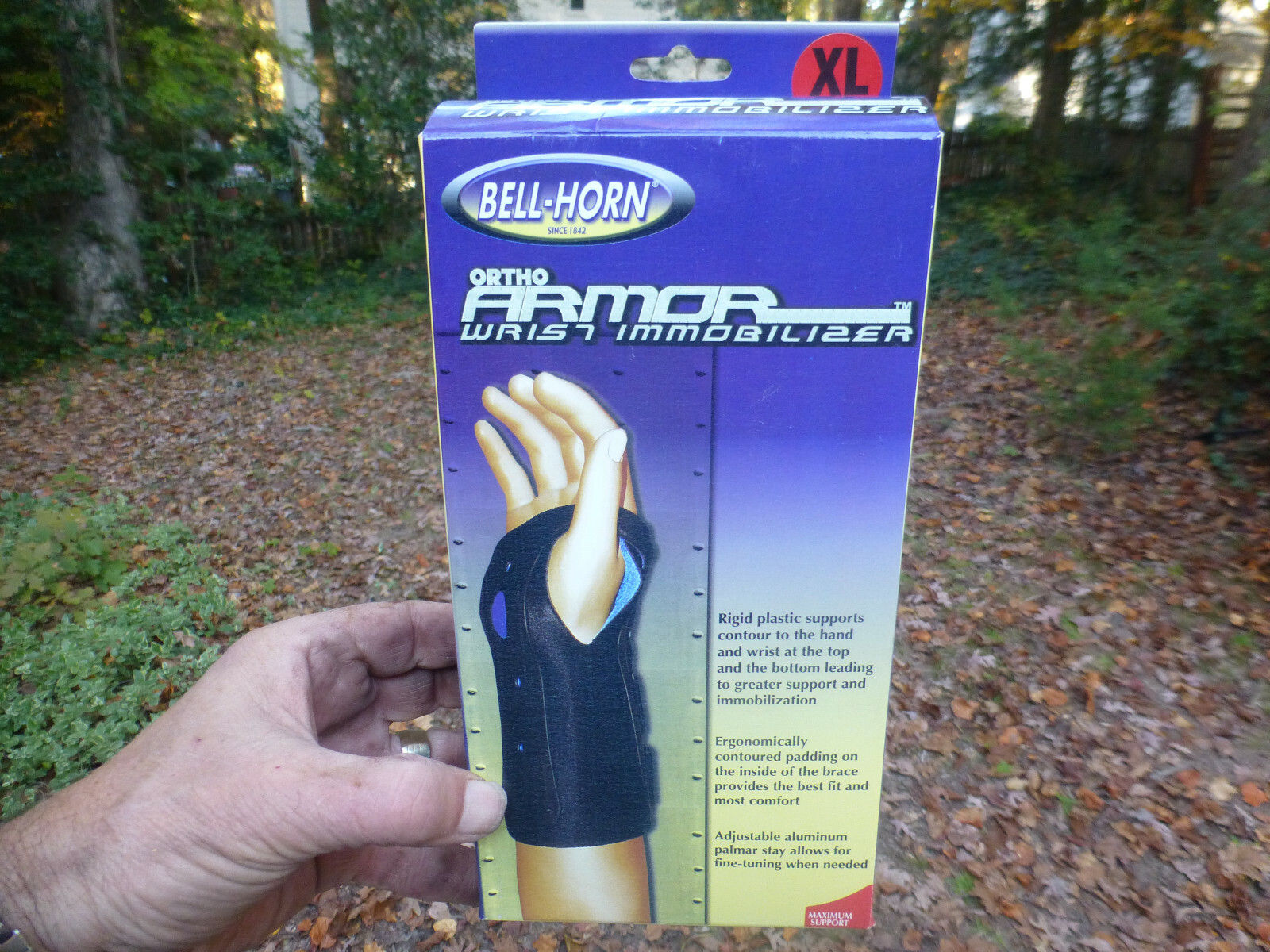 Bell-Horn XL Left Ortho Armor Wrist Immobilizer Black Maximum Support Brace