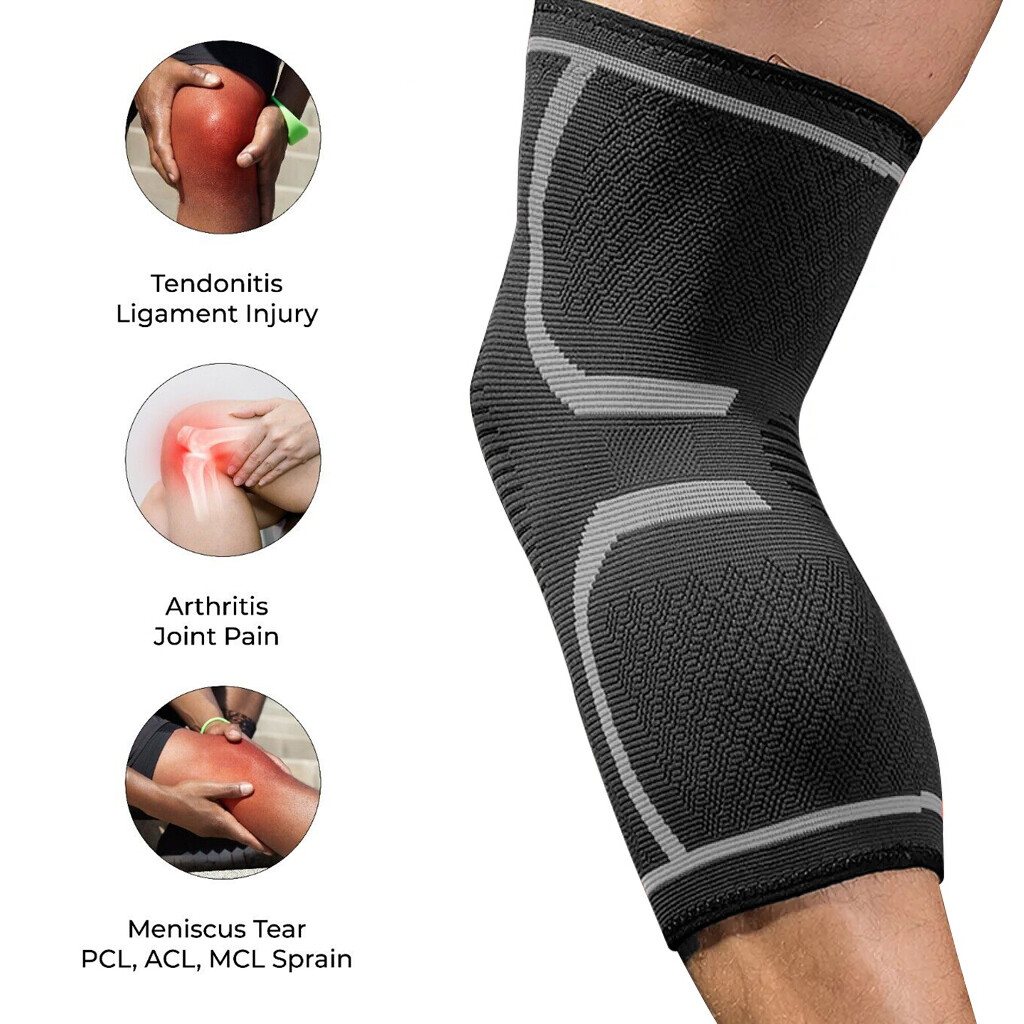 1/2pcs Knee Sleeve Compression Brace Support Sport Joint Pain Arthritis Relief