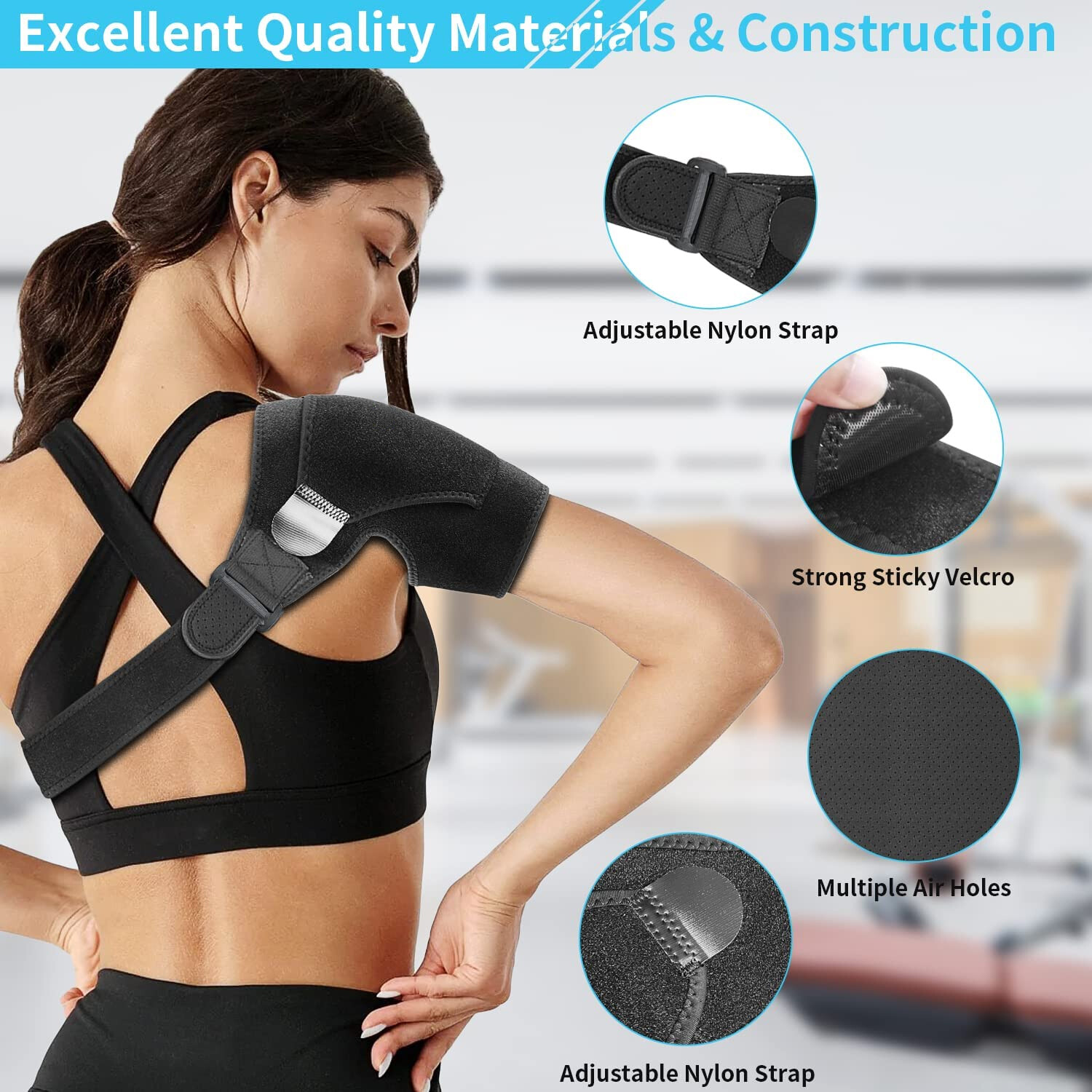 Shoulder Brace Support Compression Sleeve Adjustable Rotator Cuff Pain Relief