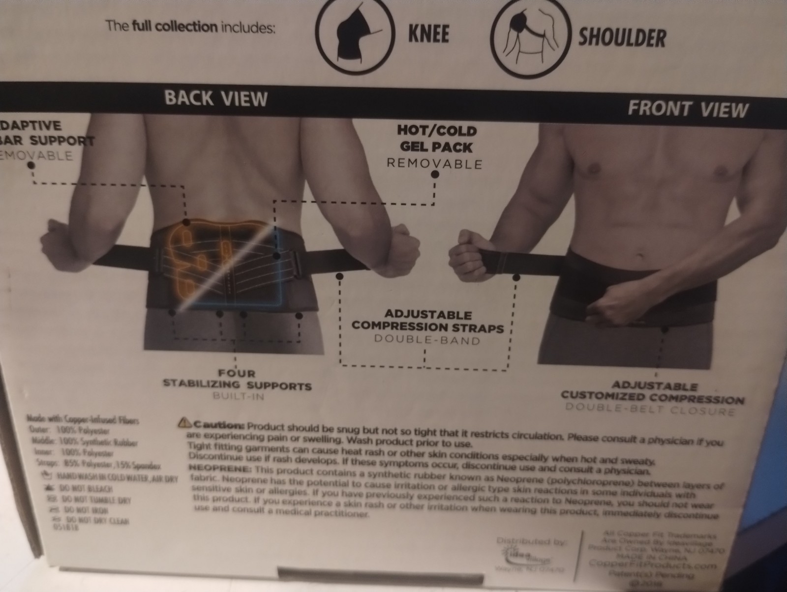 NEW IN BOX Copper Fit Rapid Relief 3-In-1 Hot/Cold Therapy Back Support One Size