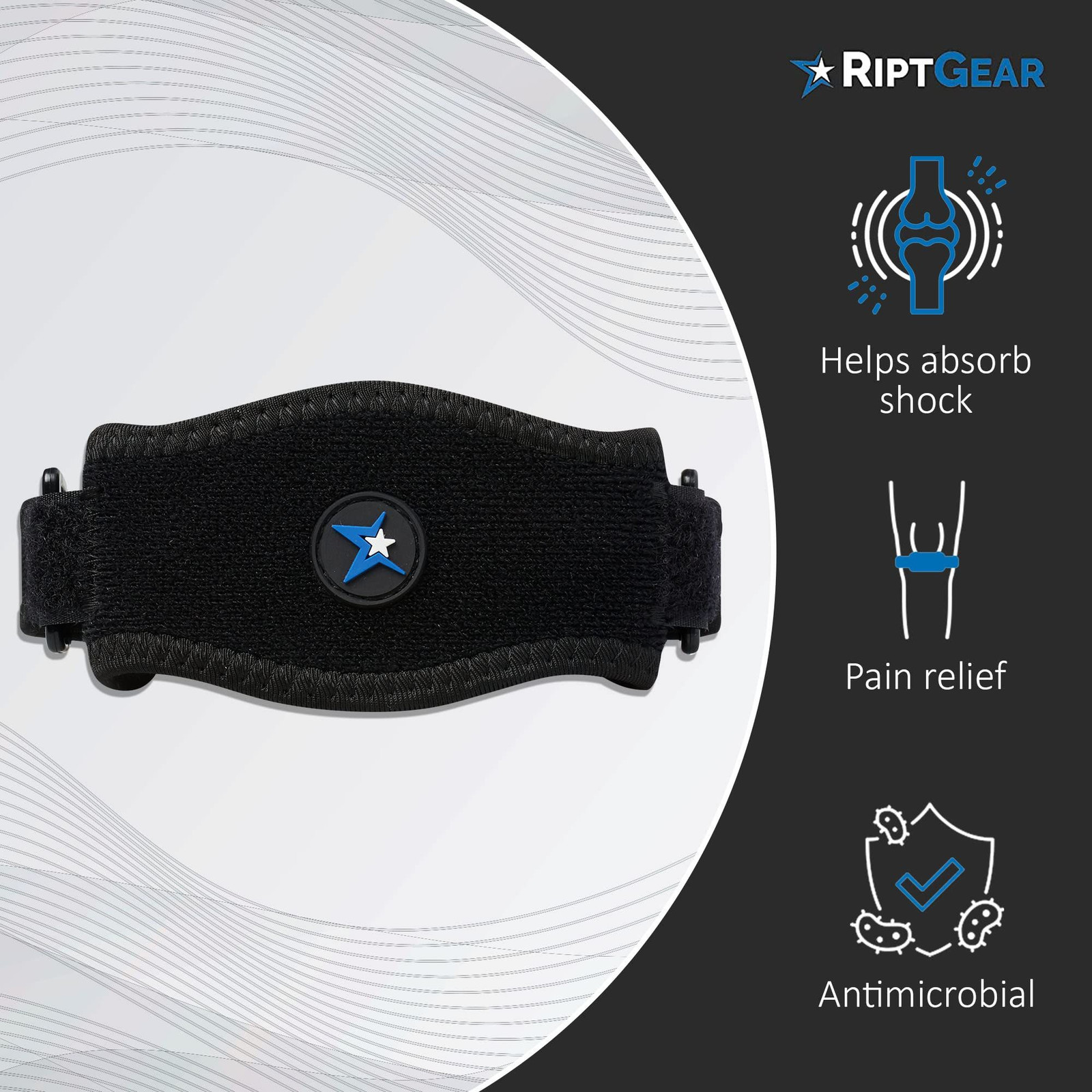 RiptGear Tennis Elbow Brace for Women & Men, One Size, Blue (1 Pack)