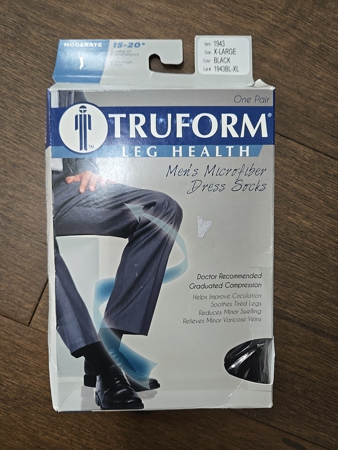 Truform Men Size Black Compression Knee Dress Socks – Size XL