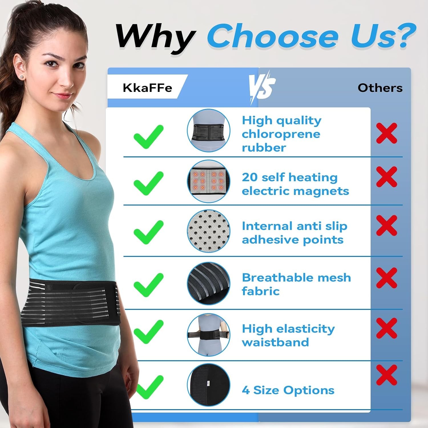 Self-Heating Magnetic Back Brace Support, Tourmaline, Lower Back Pain Relief, XL
