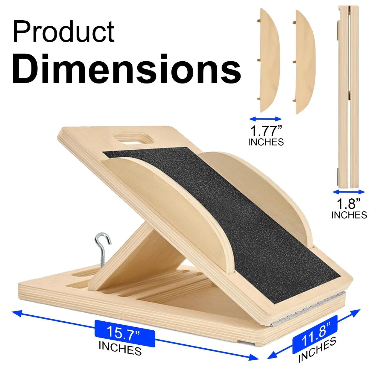 3-in-1 Portable Wooden Slant Board, 16.14 x 12.6 x 3.35 inches, Natural Wood