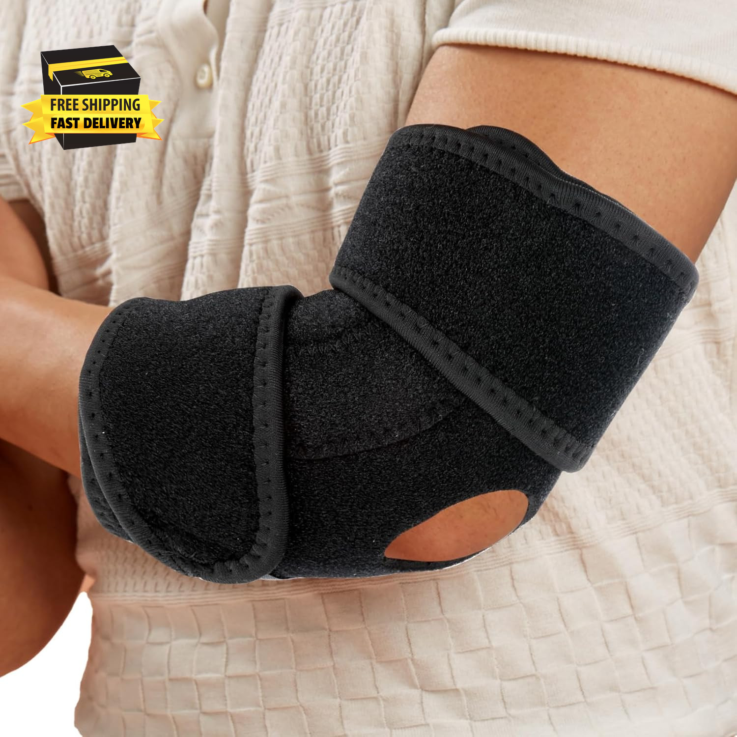 Elbow Compression Sleeve with Removable Strap for Men & Women, Elbow Support Bra