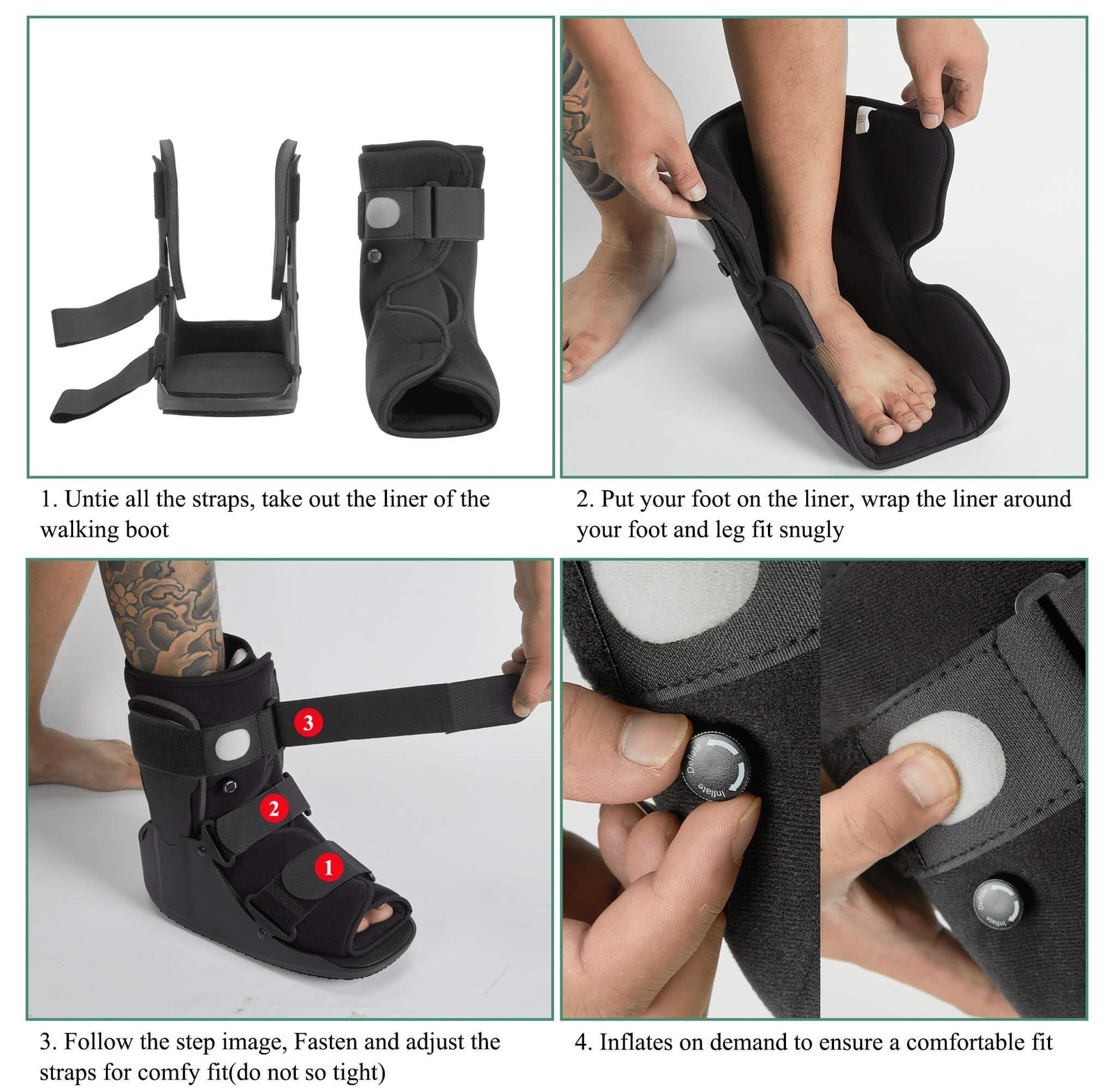 Short Walking Boot, Air CAM Fracture Boot Protection Walker with Plastic Mold…