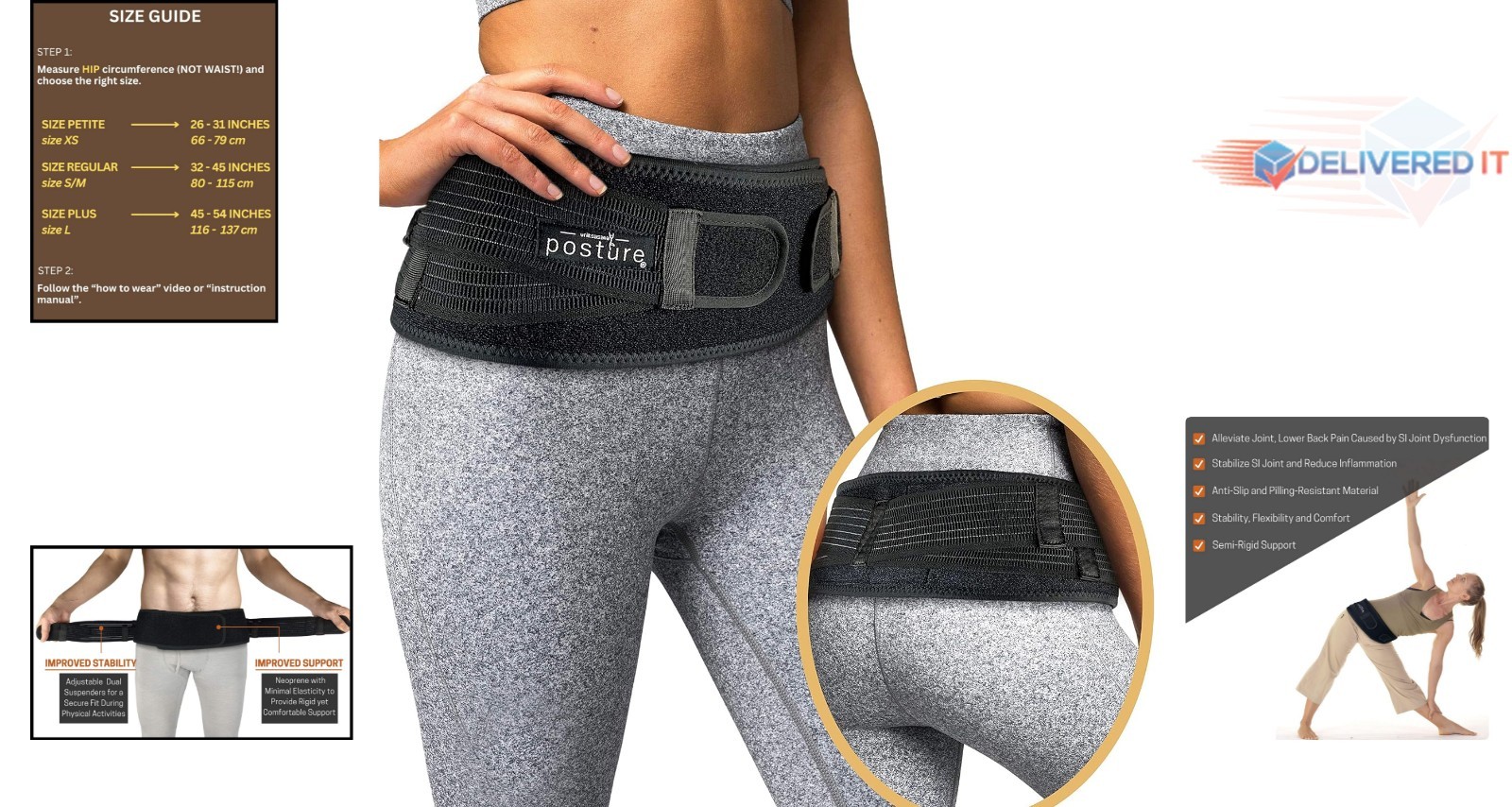 Sacroiliac Hip Belt Silicone Pain Relief for Sciatica Back Leg Support