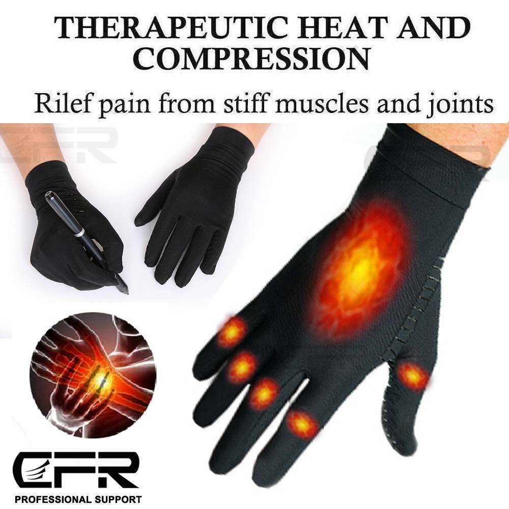 Copper Infused Compression Arthritis Gloves Rheumatoid Joint Pain Relief Hand @