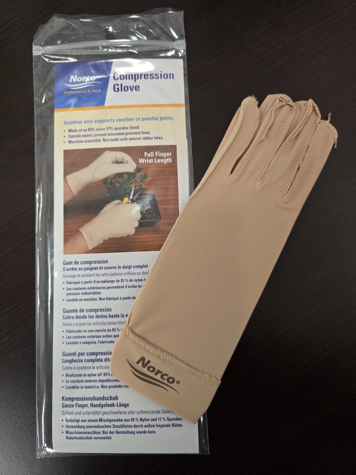 Norco Compression Glove – NEW Small LEFT Full Finger, Wrist Length