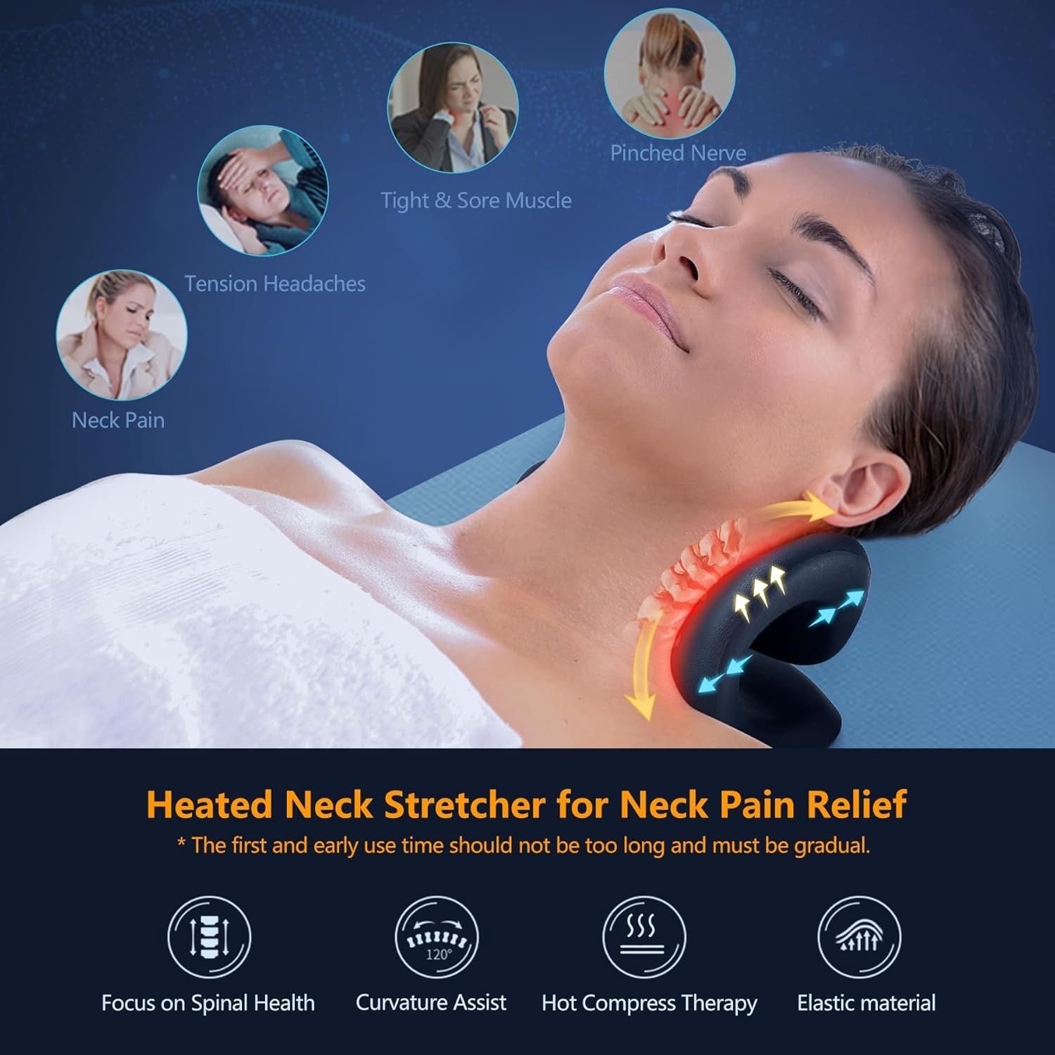 Neck Traction Pillow with 3 Temperature Settings for Tailored Relief