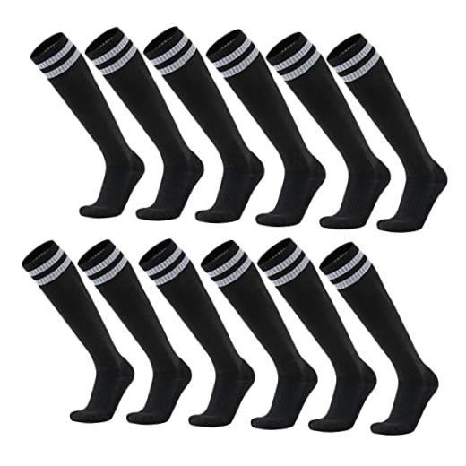 6 Pairs Soccer Socks Color Stretchy Compression Knee One Size 6pairs-black