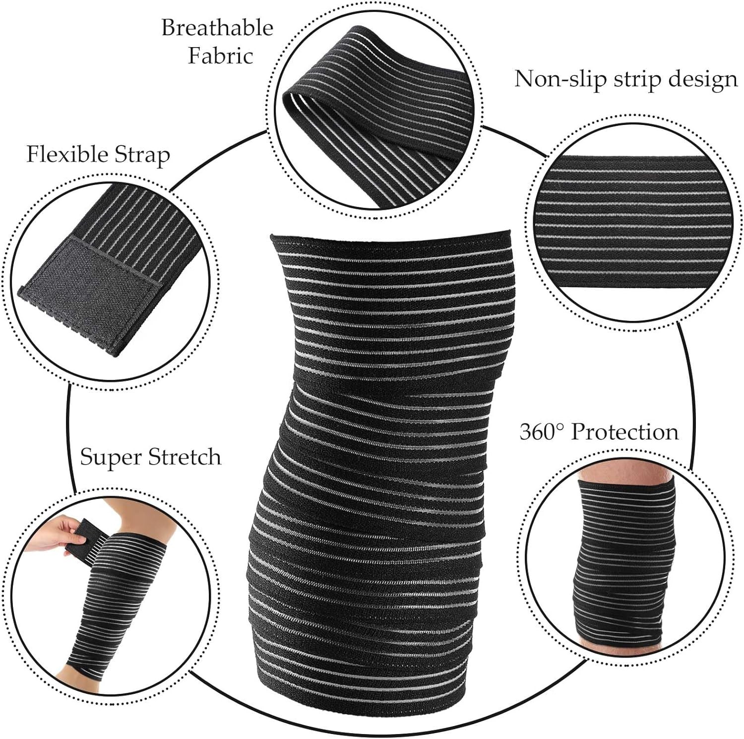 Compression Bandage Wraps for Leg, Elastic Calf Compression Sleeve Ankle Supp…
