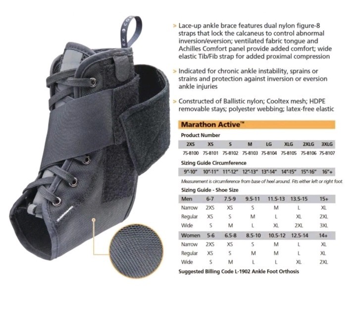 Corflex Marathon Active Lace-Up Ankle Stabilizer Wrap Support Brace XLarge L  R