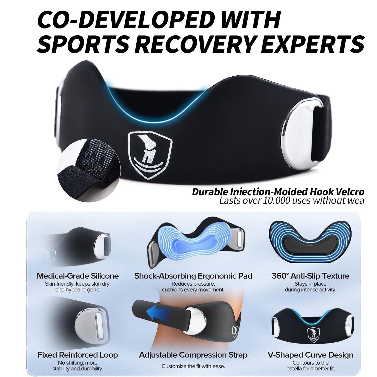 Patellar tendon support strap2 Pack, helps protect knee One Size, black