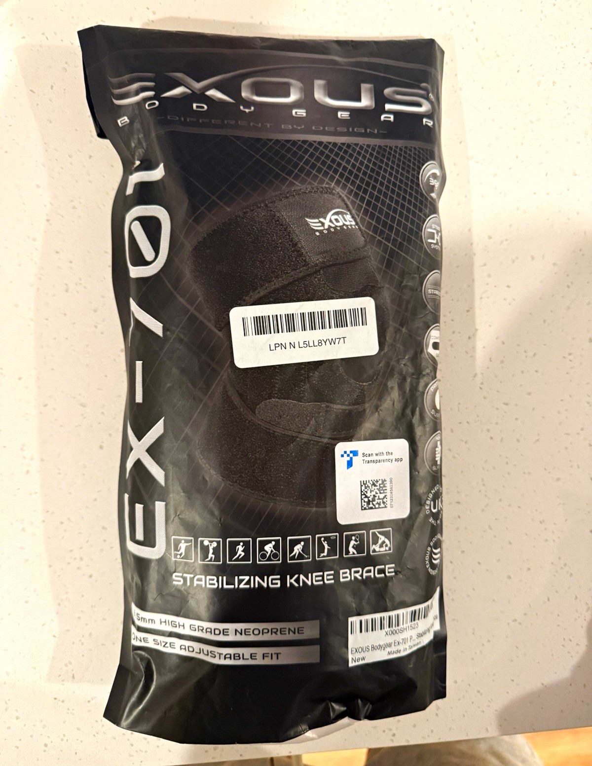 EXOUS Bodygear EX-701 Knee Brace Neoprene Adjustable Black One Size
