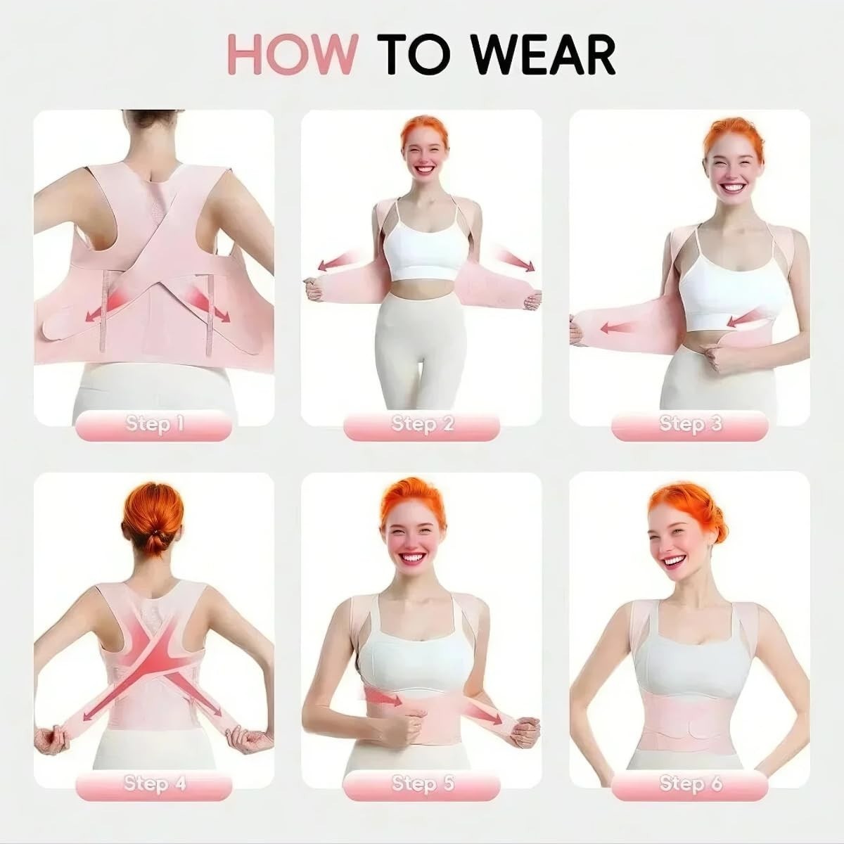 Pink Back Brace Posture Corrector for Women – Adjustable
