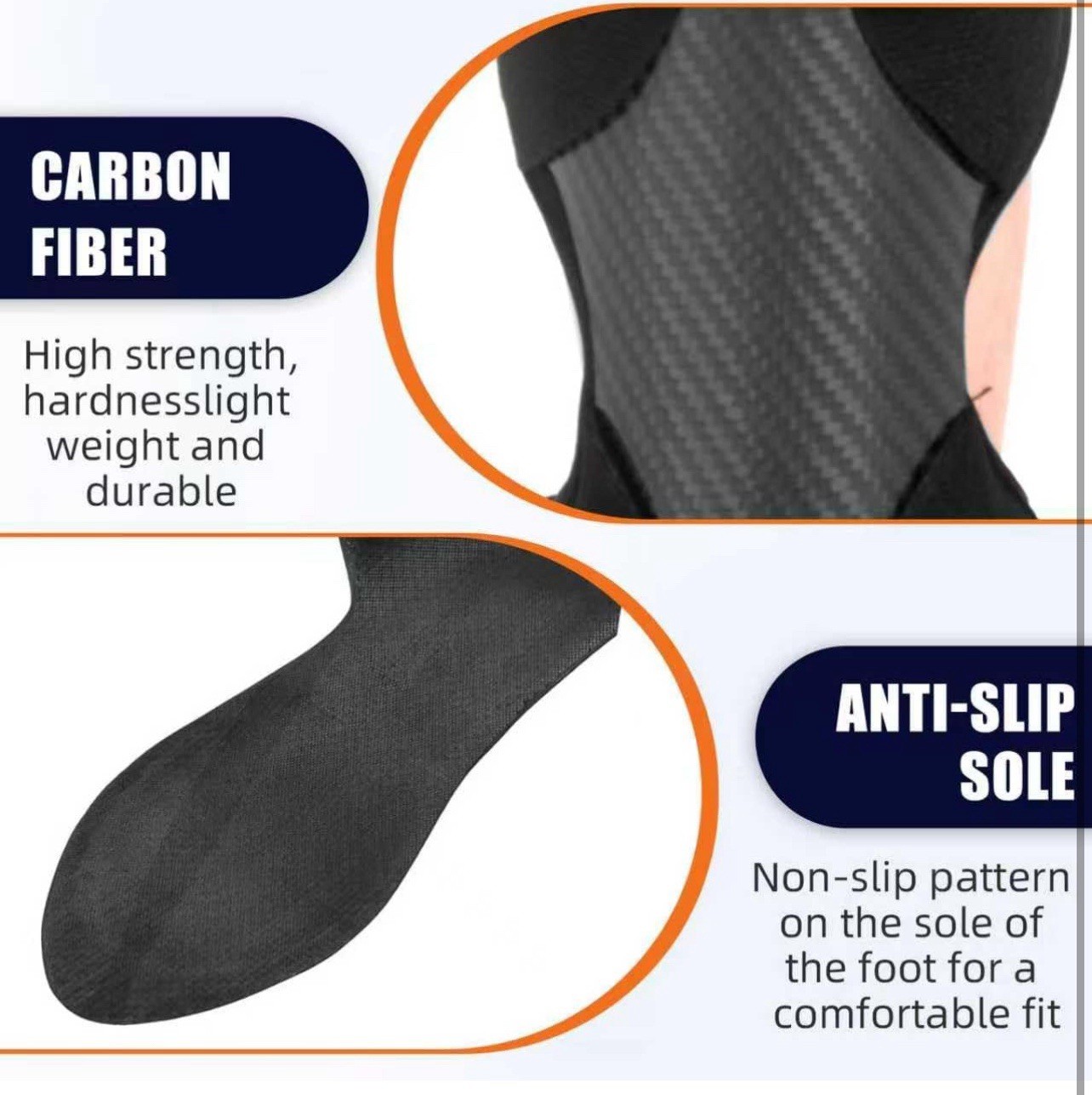 Carbon Fiber Ankle Foot Orthosis AFO Drop Foot Brace Support (Right ,Small)