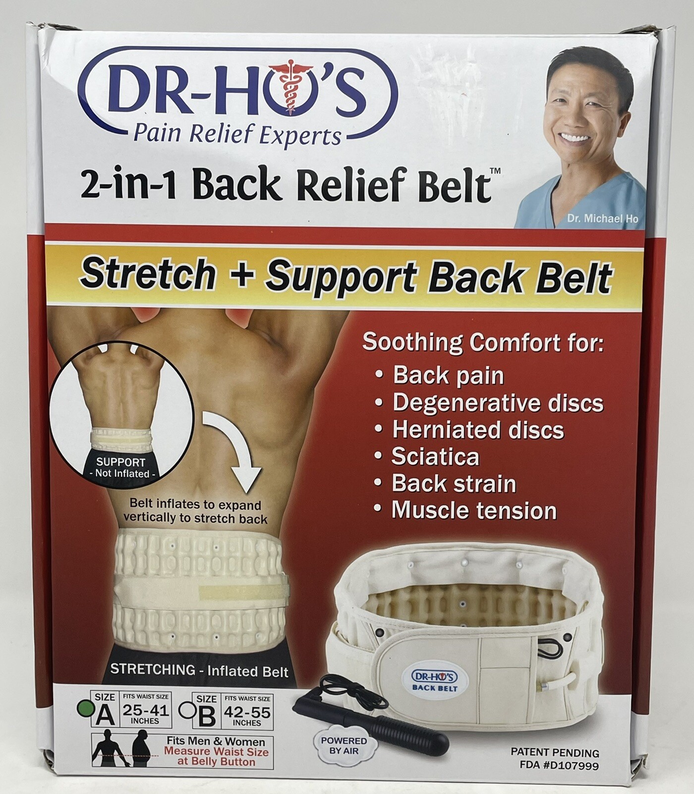 DR-HO’S Beige Adjustable Stretch Compression 2In1 Back Pain Relief Belt Size A/B