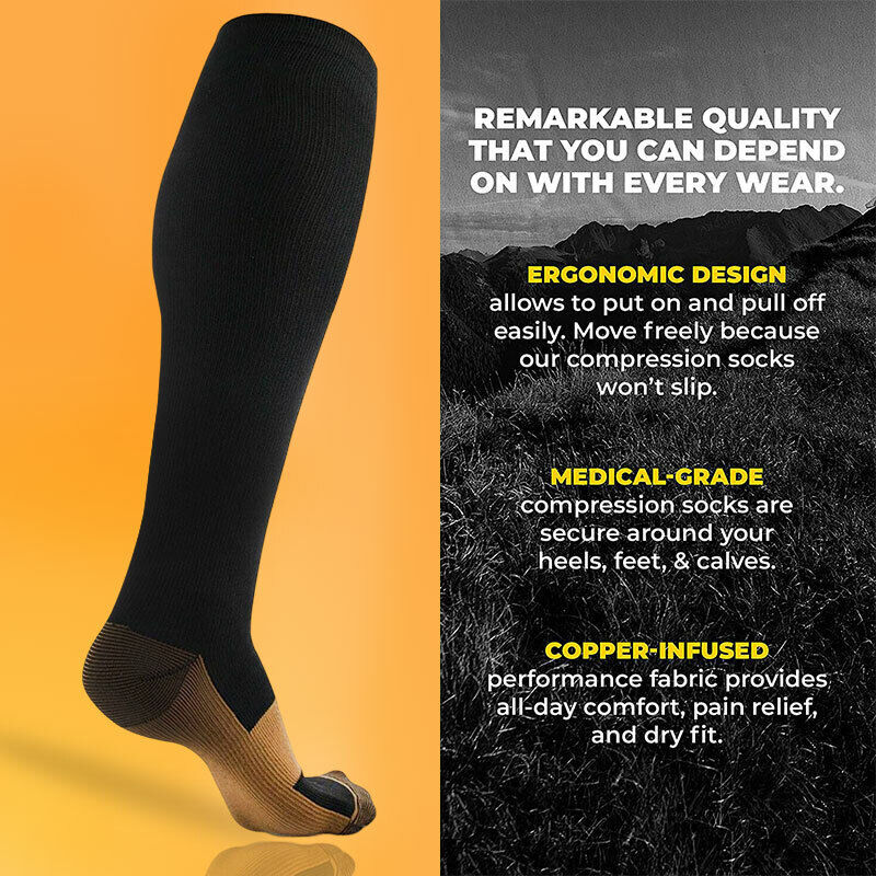 Medical Copper Compression Socks Use for Diabetic Socks, Reduce Swelling & Pain