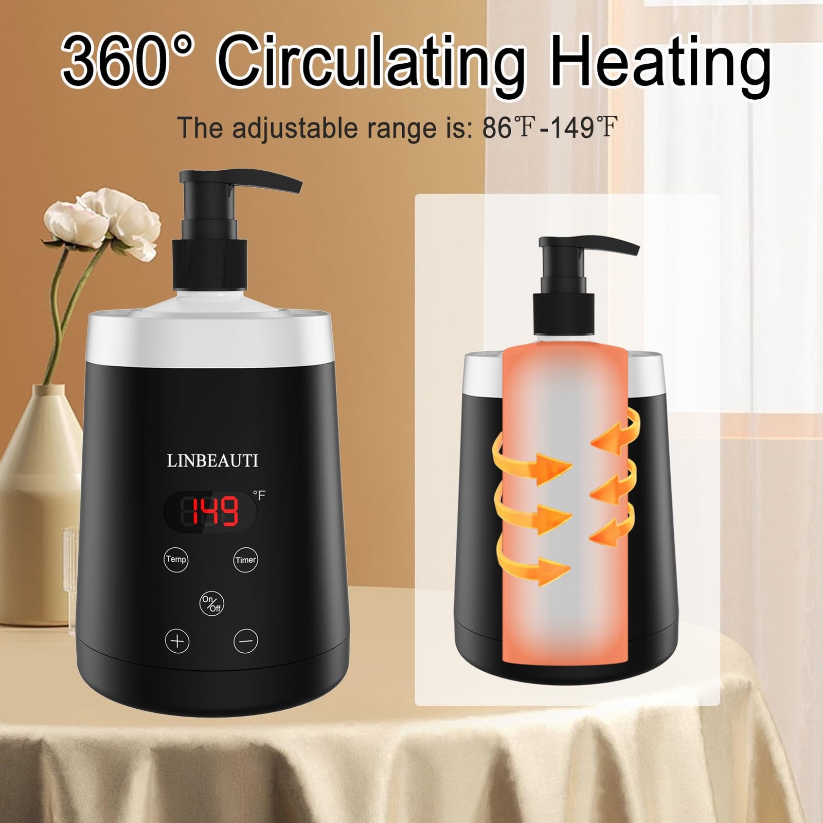 Massage Oil Warmer Bottle Professional Lotion for SPA, Automatic black