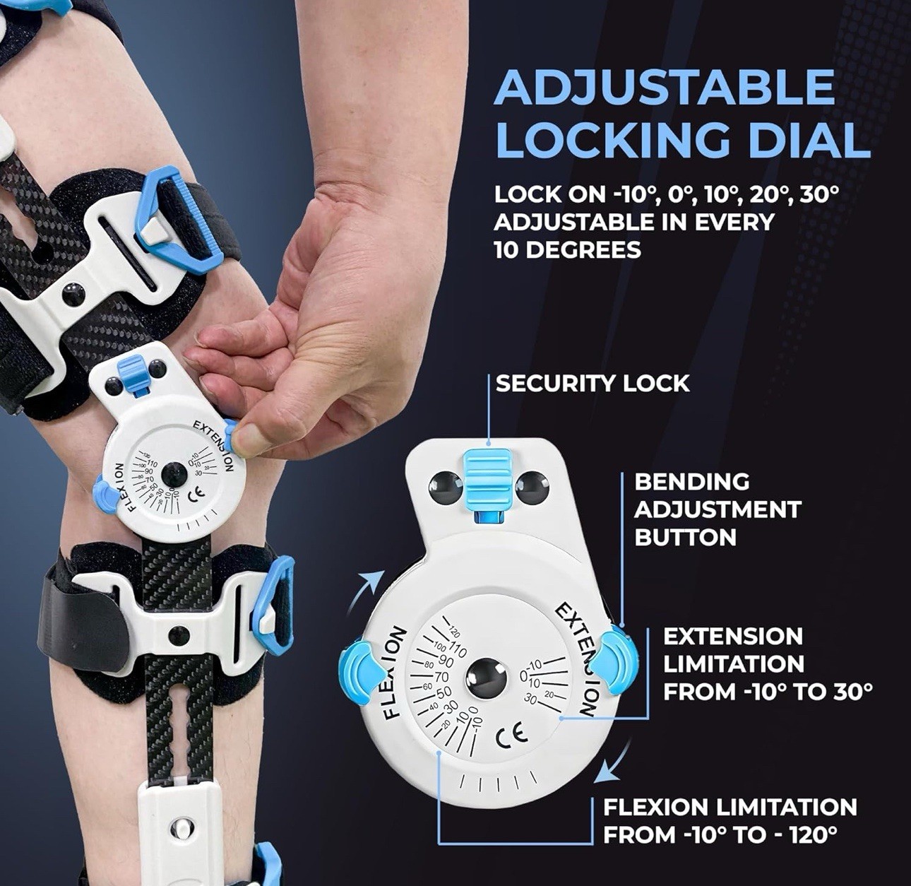 Z1 K10 Eco Hinged ROM Knee Brace – Carbon Fiber Post Op Knee Immobilizer Ligh…