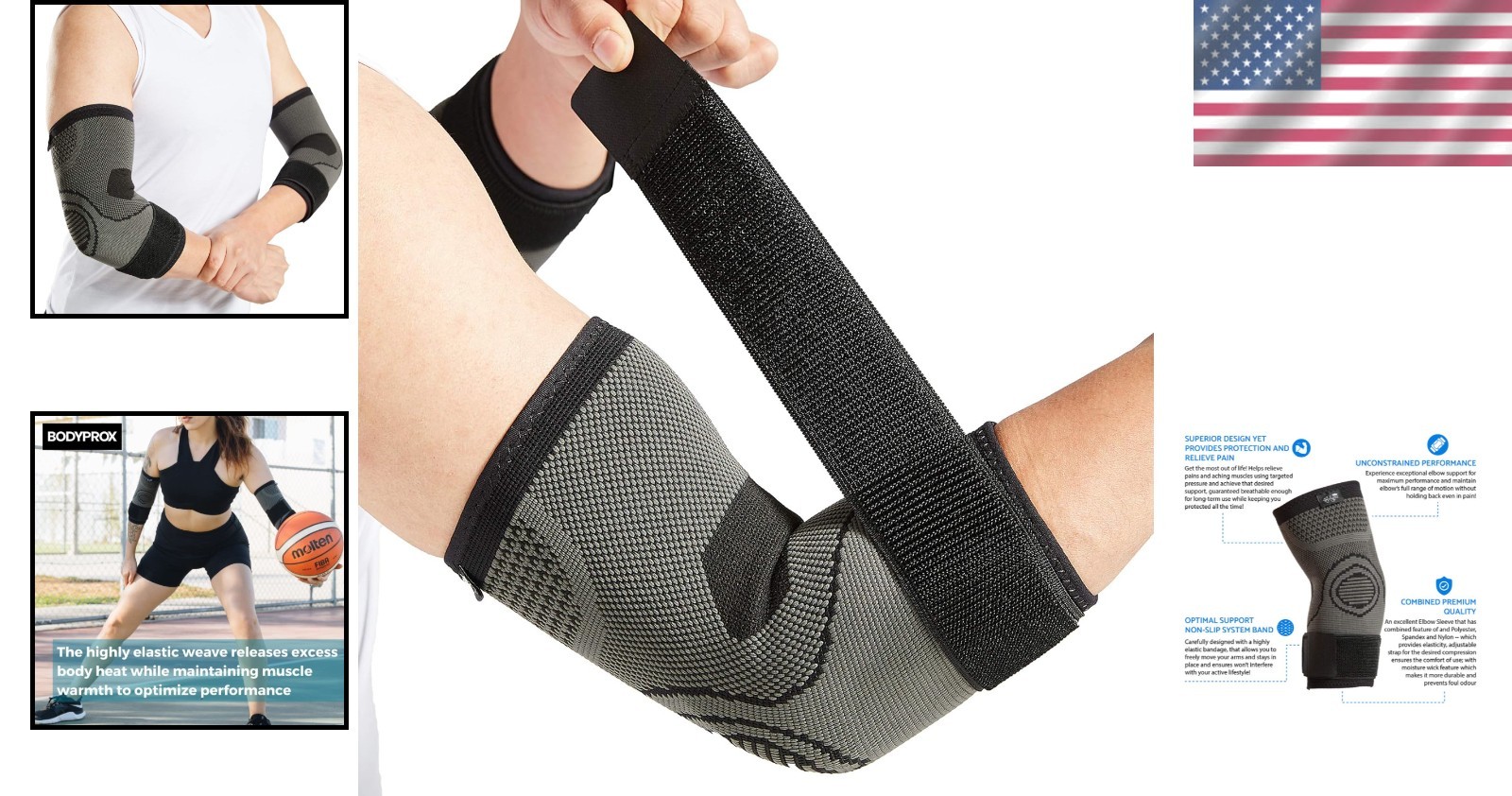 Lightweight Elbow Sleeves – 2 Pack with Wicking and Non-Slip Design