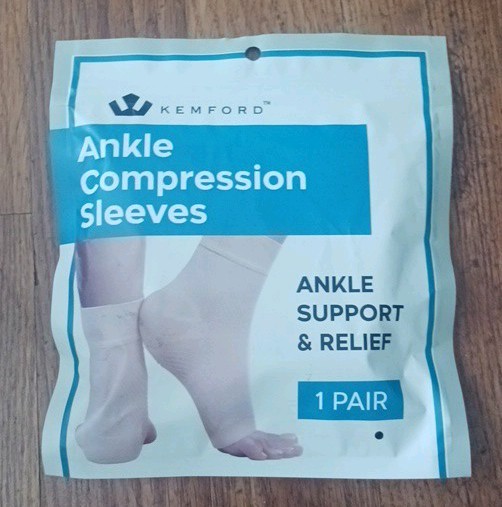 KEMPFORD Ankle Compression Sleeve 20-30 mmHg White 1 Pair KEM558