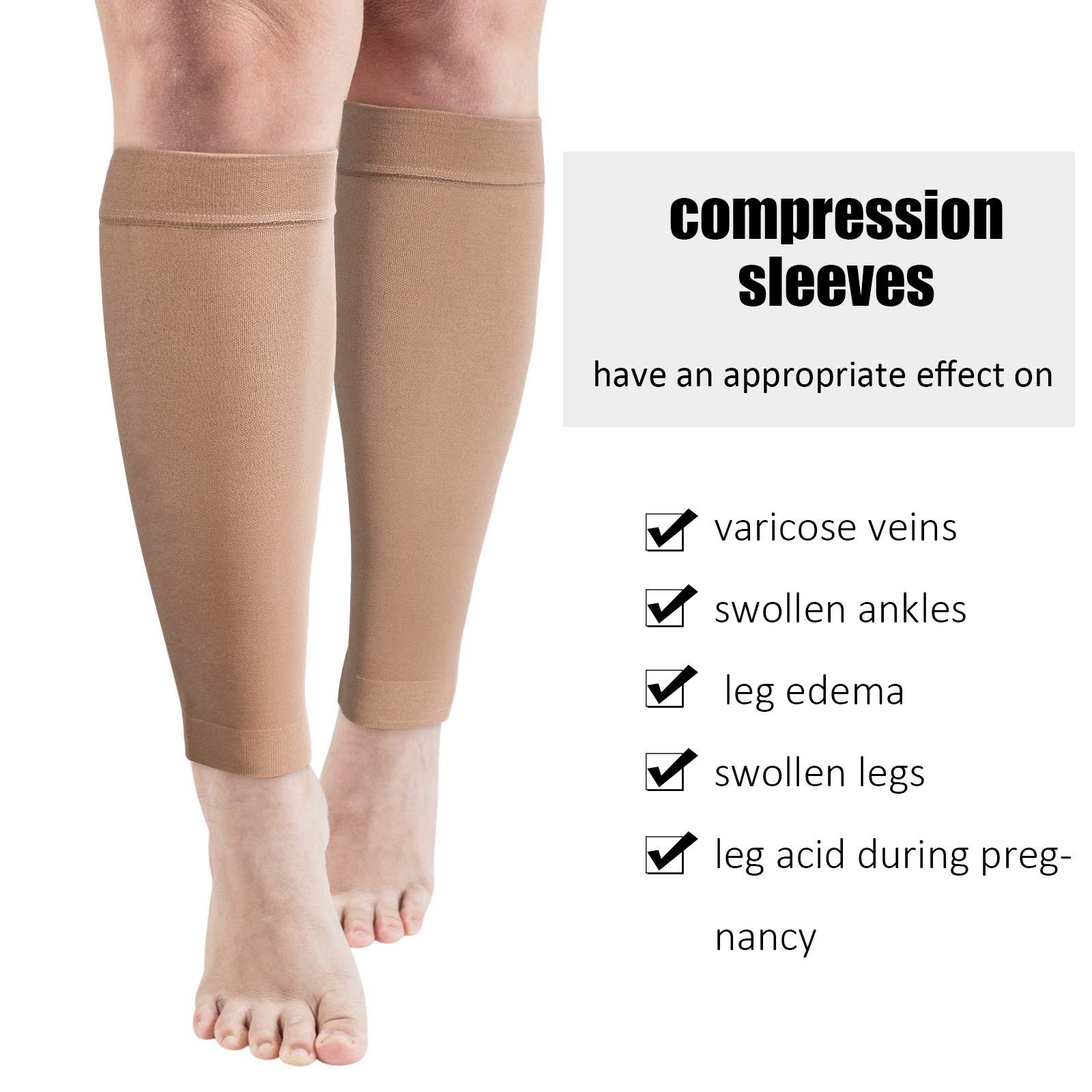3 Pairs Plus Size Calf Compression Socks 20 Inches Wide 20-30mmHg Circulation