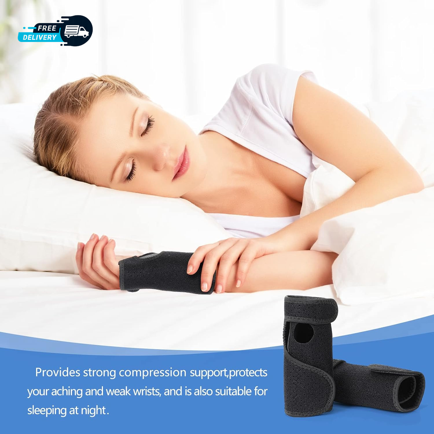2 Pcs Wrist Brace for Carpal Tunnel Night Sleep Support Adjustable Wrist