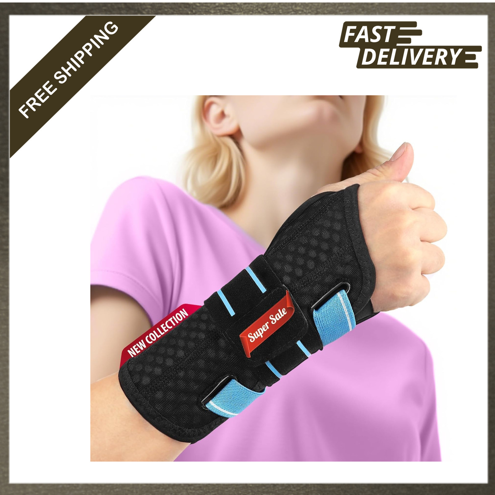 Carpal Tunnel Wrist Brace with Splint Support for Night Sleep Adjustable