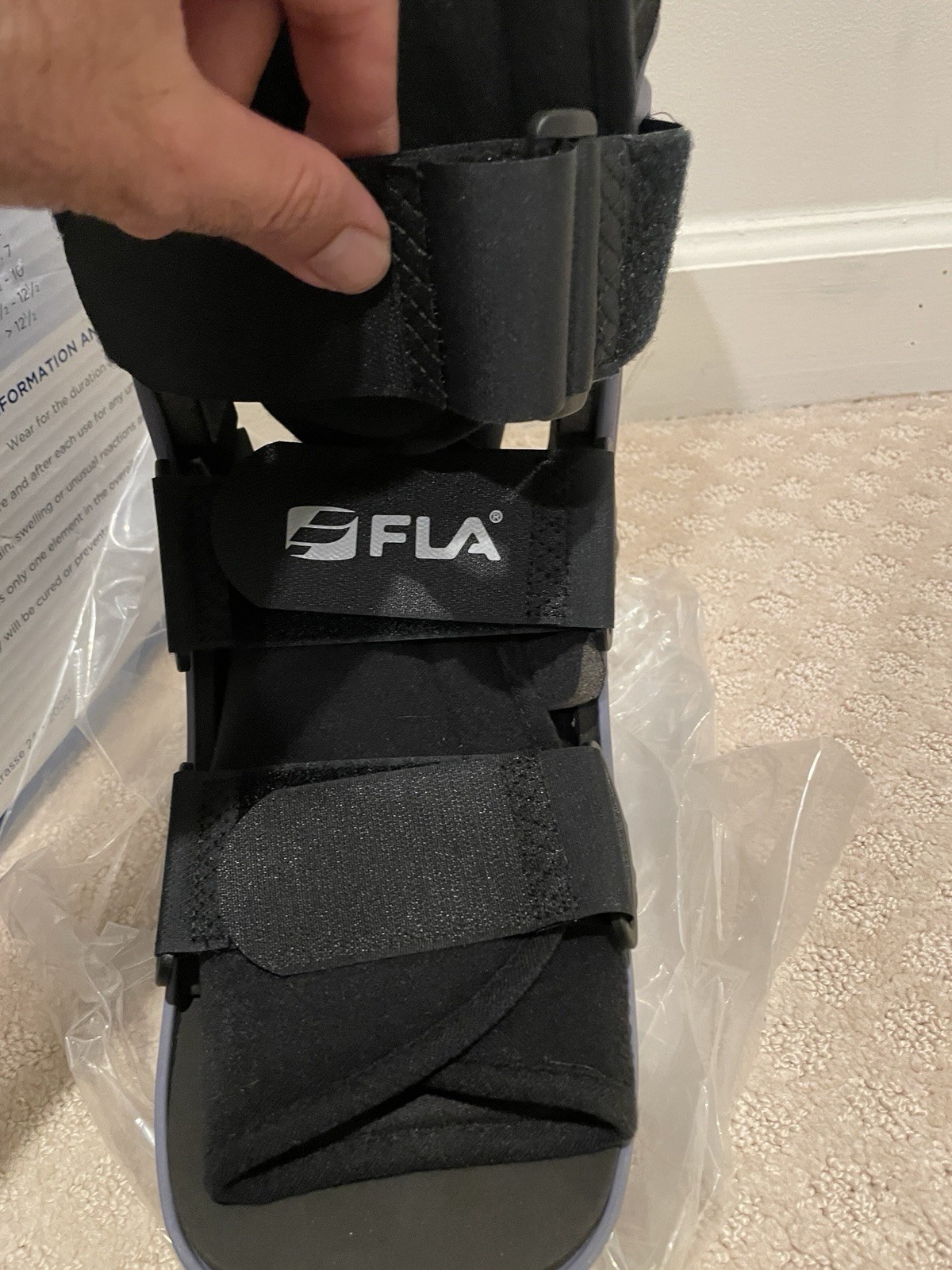 FLA Adjustable Air Ankle Walker Boot Low Gray Size Large right left.