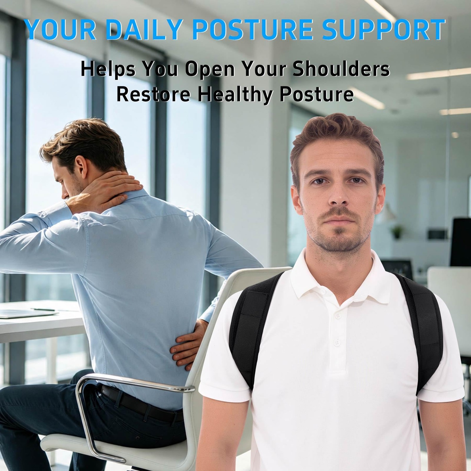 Ycctvar Back Brace Posture Corrector for Women Men Small/Medium, Black