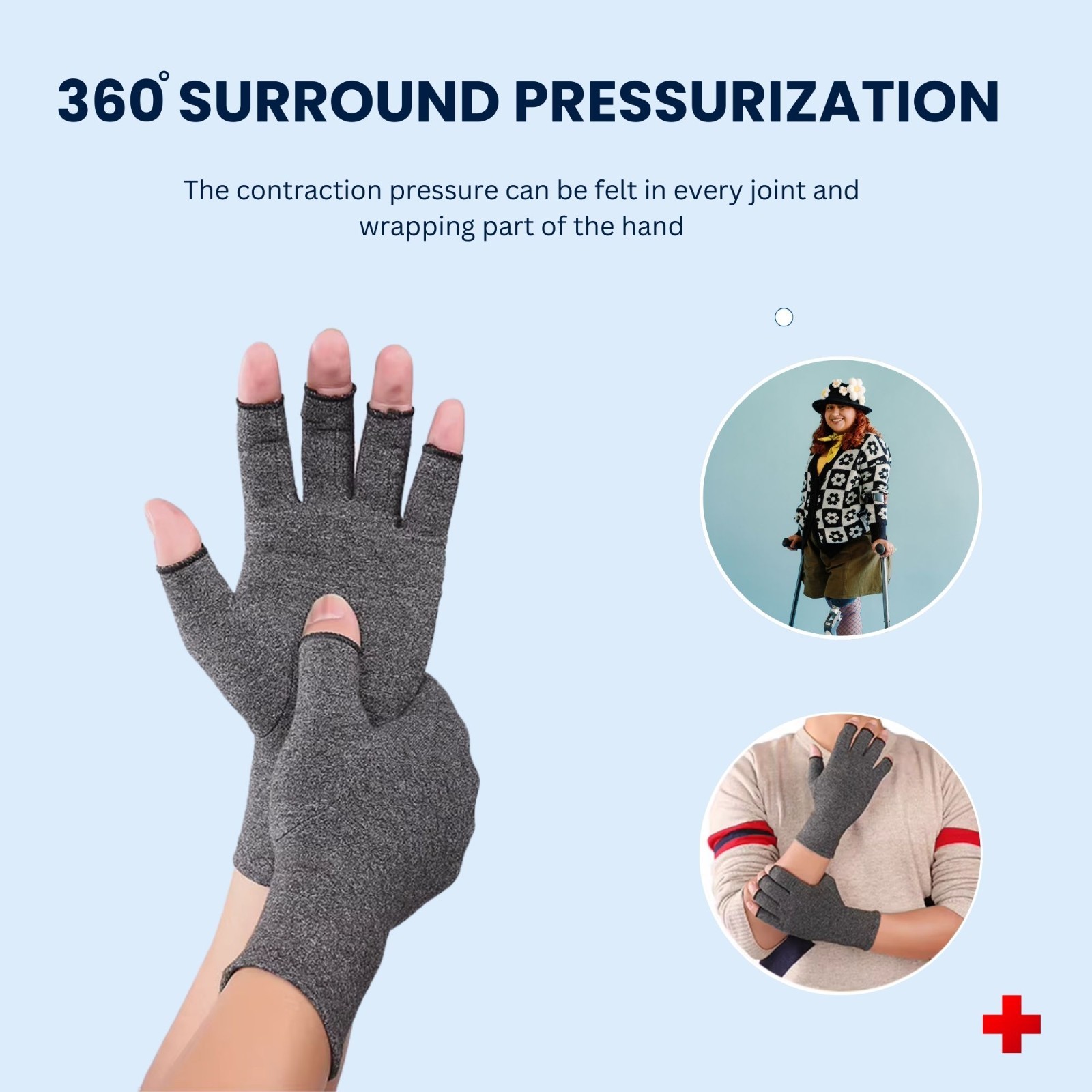 1 Pair Arthritis Gloves Compression Hand Wrist Support Brace Pain Relief Therapy