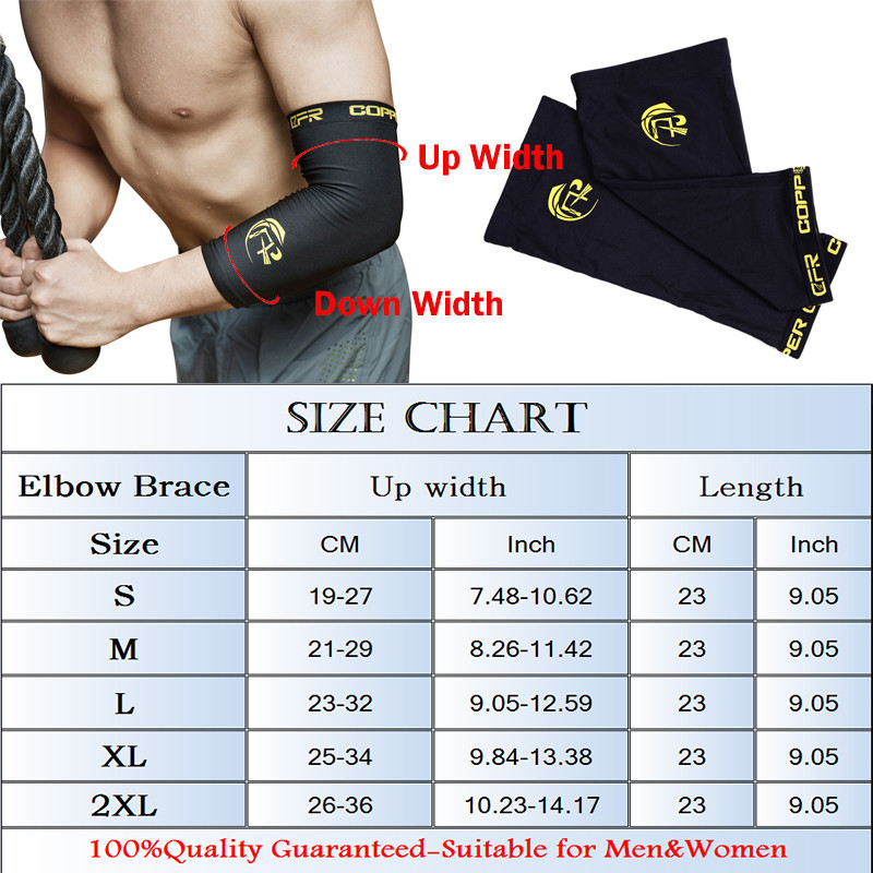 Copper Elbow Brace Compression Support Sleeve Arthritis Tendonitis Joint Pain US