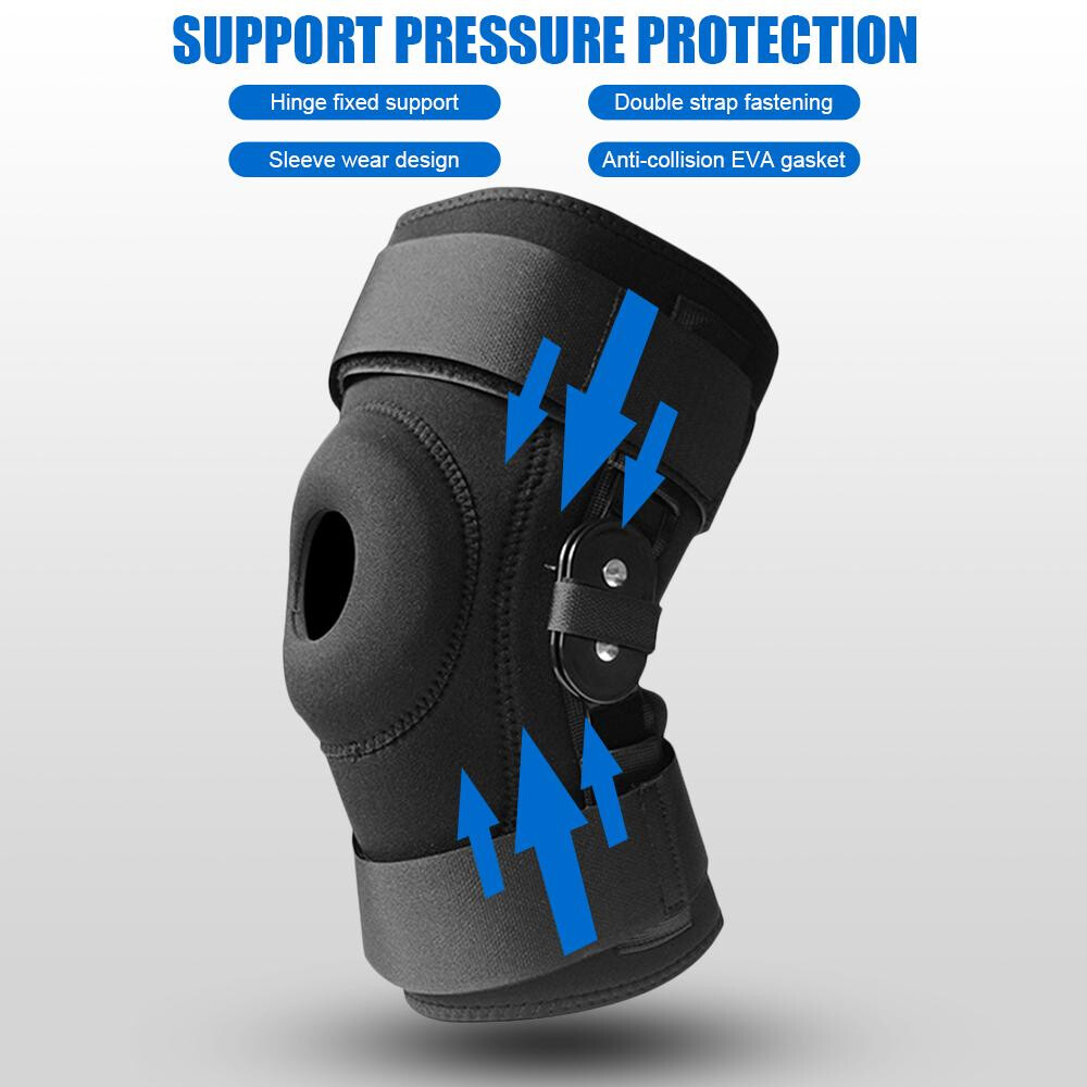 Hinged Knee Brace Compression Sleeve Open Patella Stabilizer Joint Support Wrap