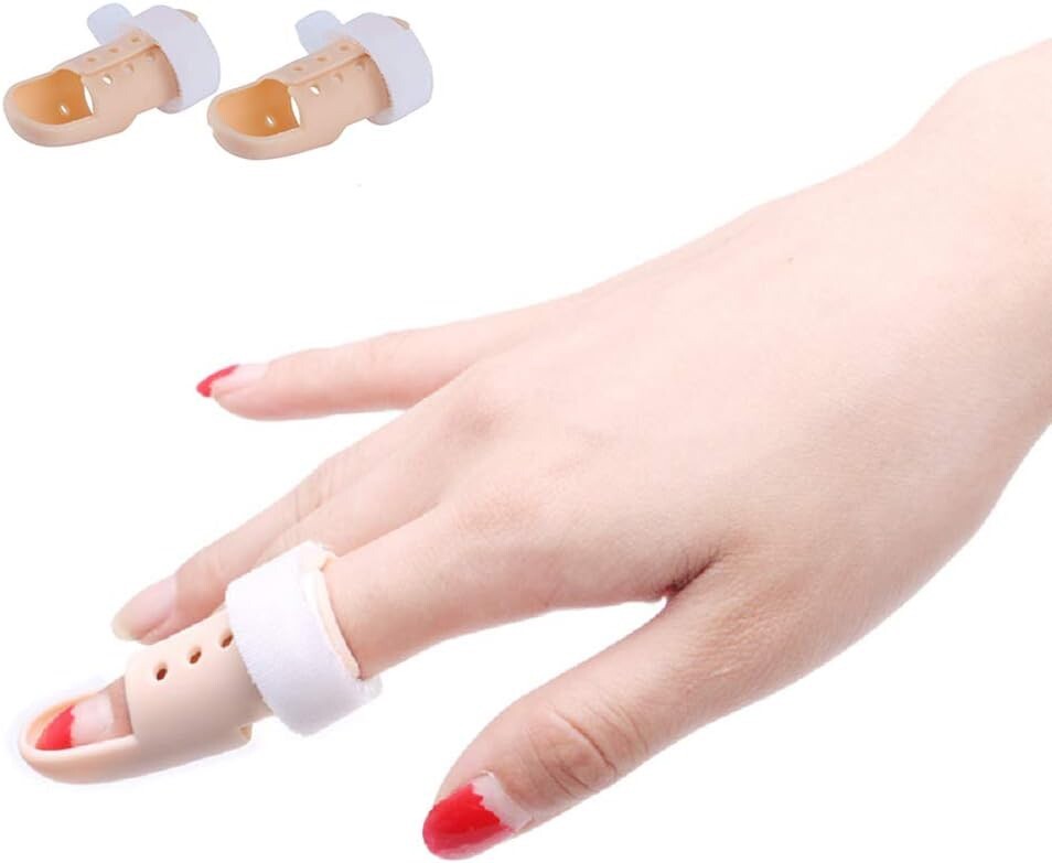 2 Piece Plastic Mallet Dip Finger Support Brace Splint Joint Protection Size Med