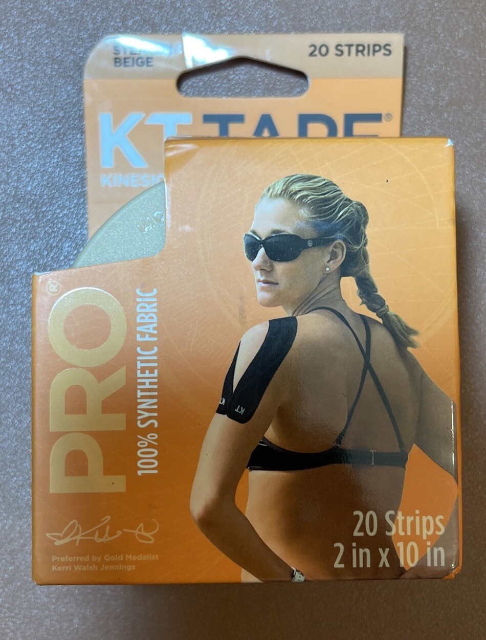 KT Tape Pro Elastic Sports Tape 100% Synthetic Stealth Beige 20 Precut 10″ Strip