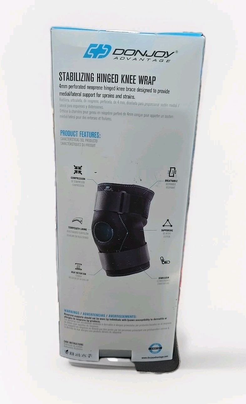 DonJoy Advantage Stabilizing Hinged Knee Wrap, Removable Hinges, Compression S-M