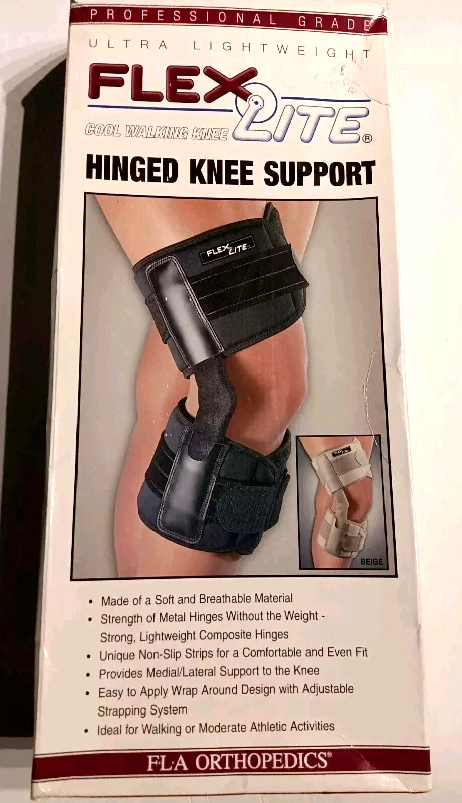 Ultra Lighweight Flex Lite Hinged Knee Support Brace Small Black FLA Brand