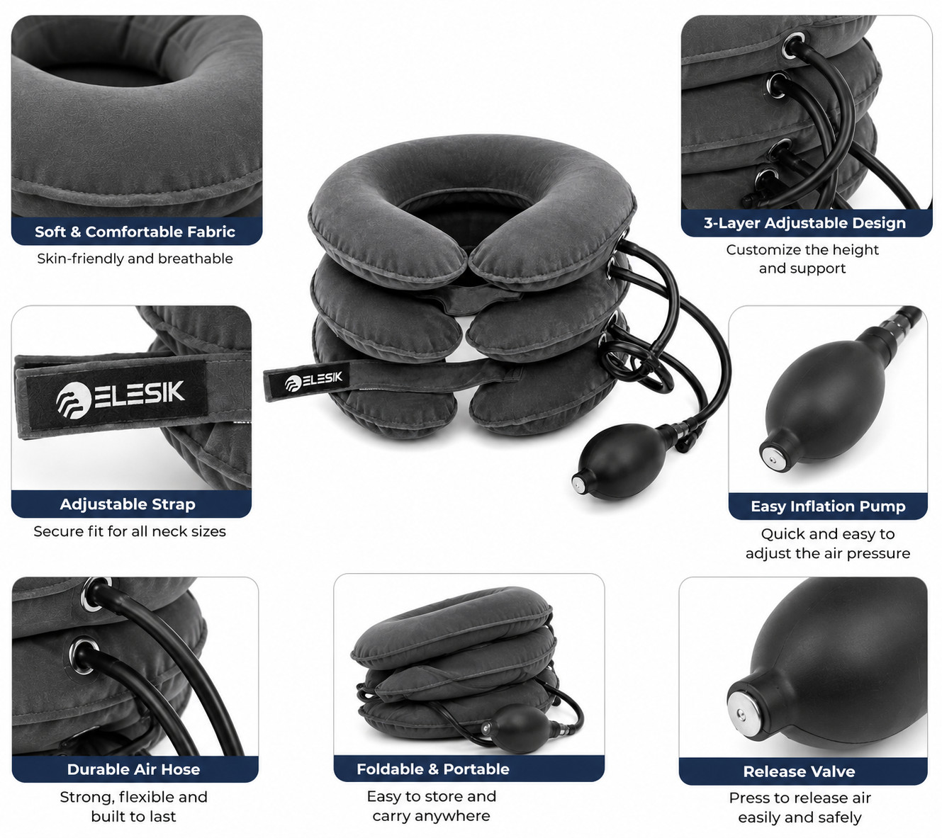 Cervical Neck Traction Device Collar Brace Support Pain Relief Stretcher Therapy
