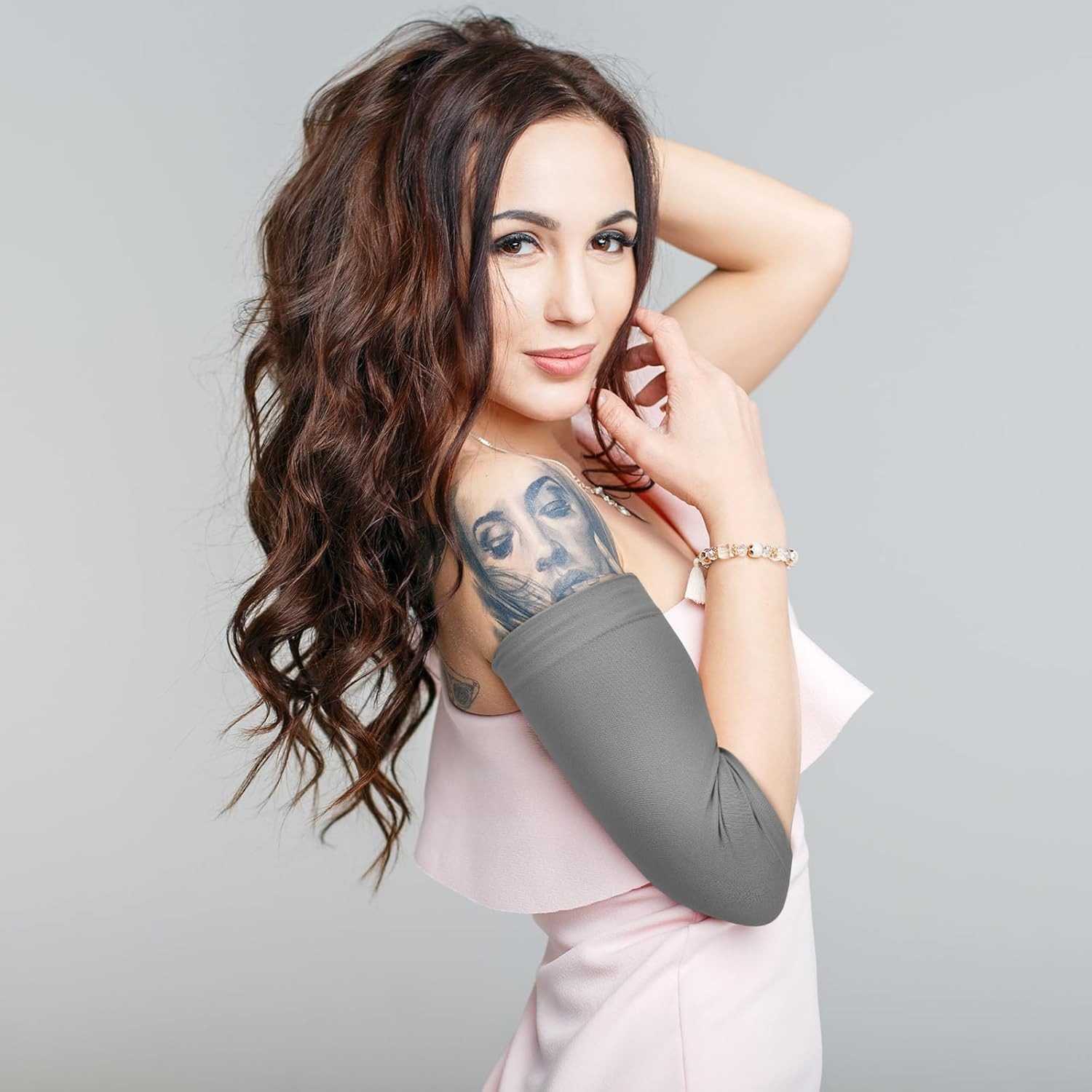 2 Pairs Tattoo Cover up Sleeve Forearm Arm Sleeves for Women Men Compression Tat
