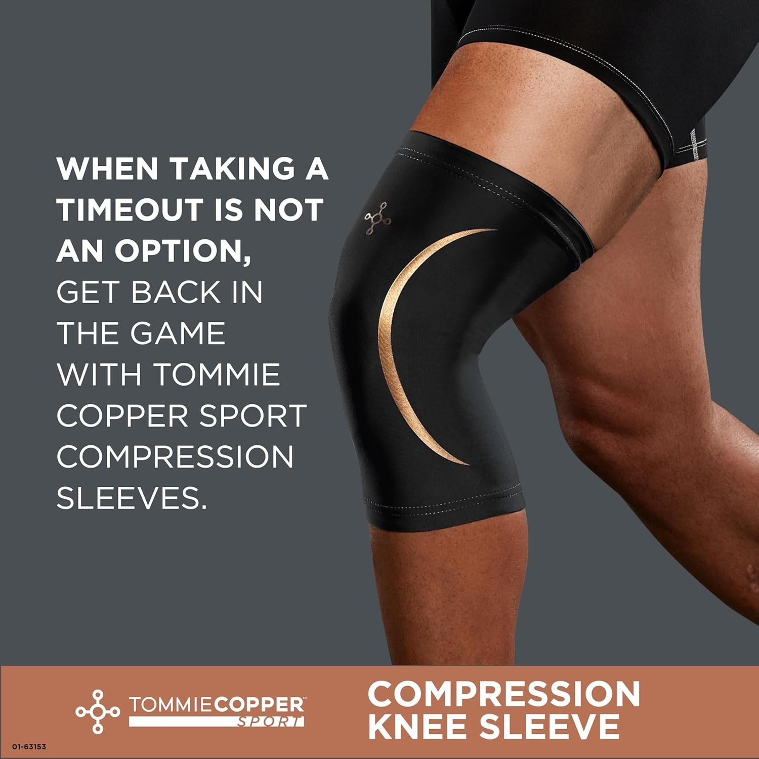 Tommie Copper Knee Compression Sleeve (L/XL, Black), 15-20 mmHg, 4D Stretch & No