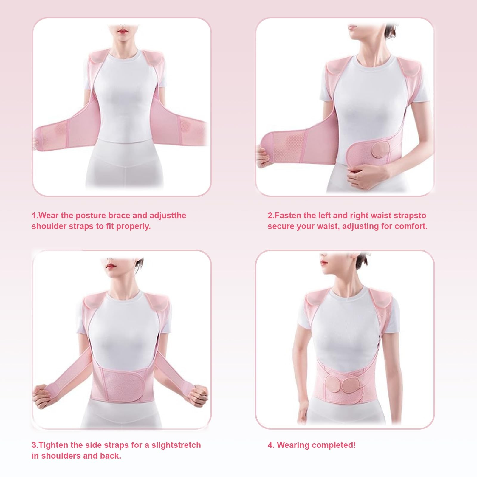 ZEYOHUAN Back Brace Posture Corrector for Women, Pink, Sizs XL, X-Large, Pink