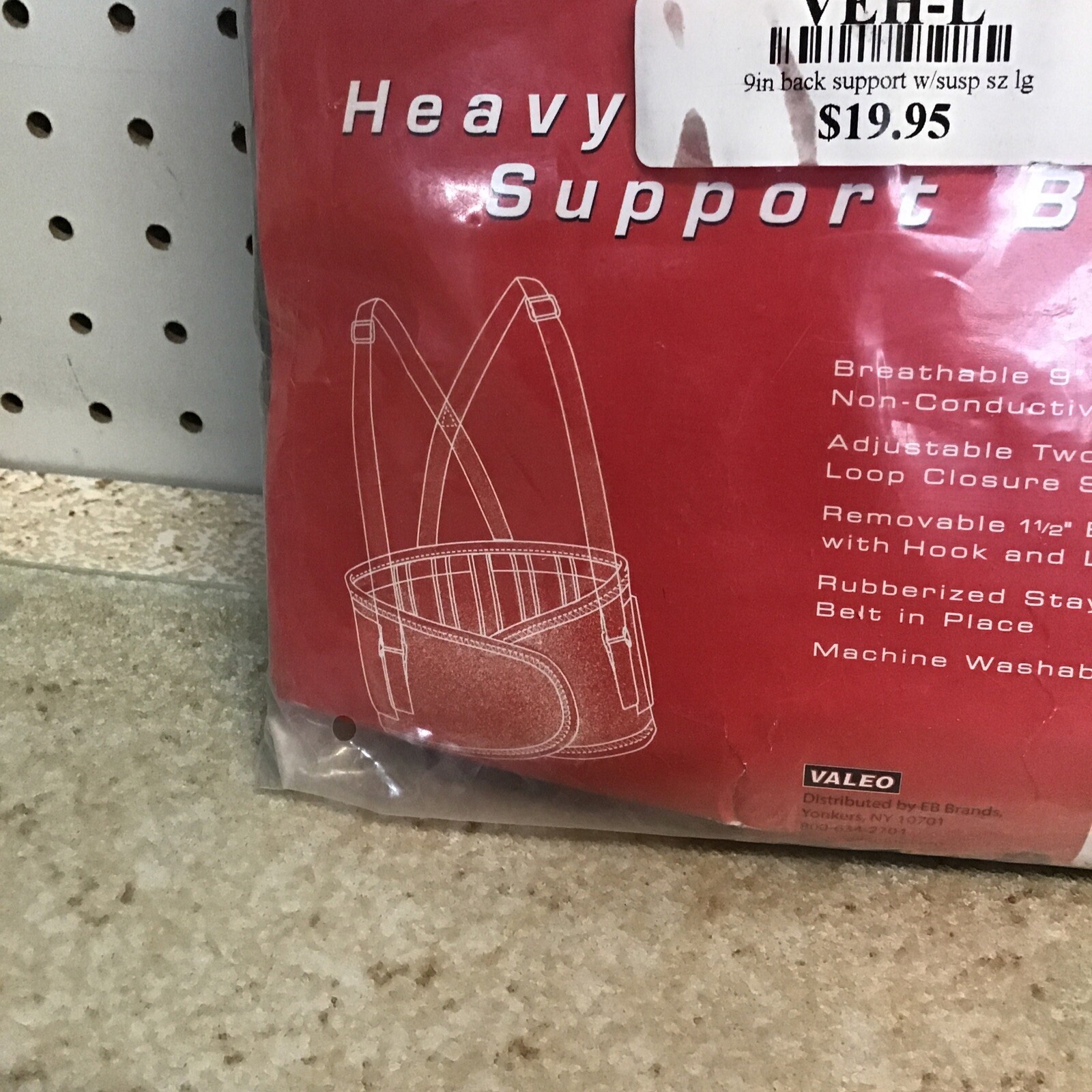 Valeo Industrial Heavy Duty 9″ Back Support Elastic Belt Size Large 35”-40”