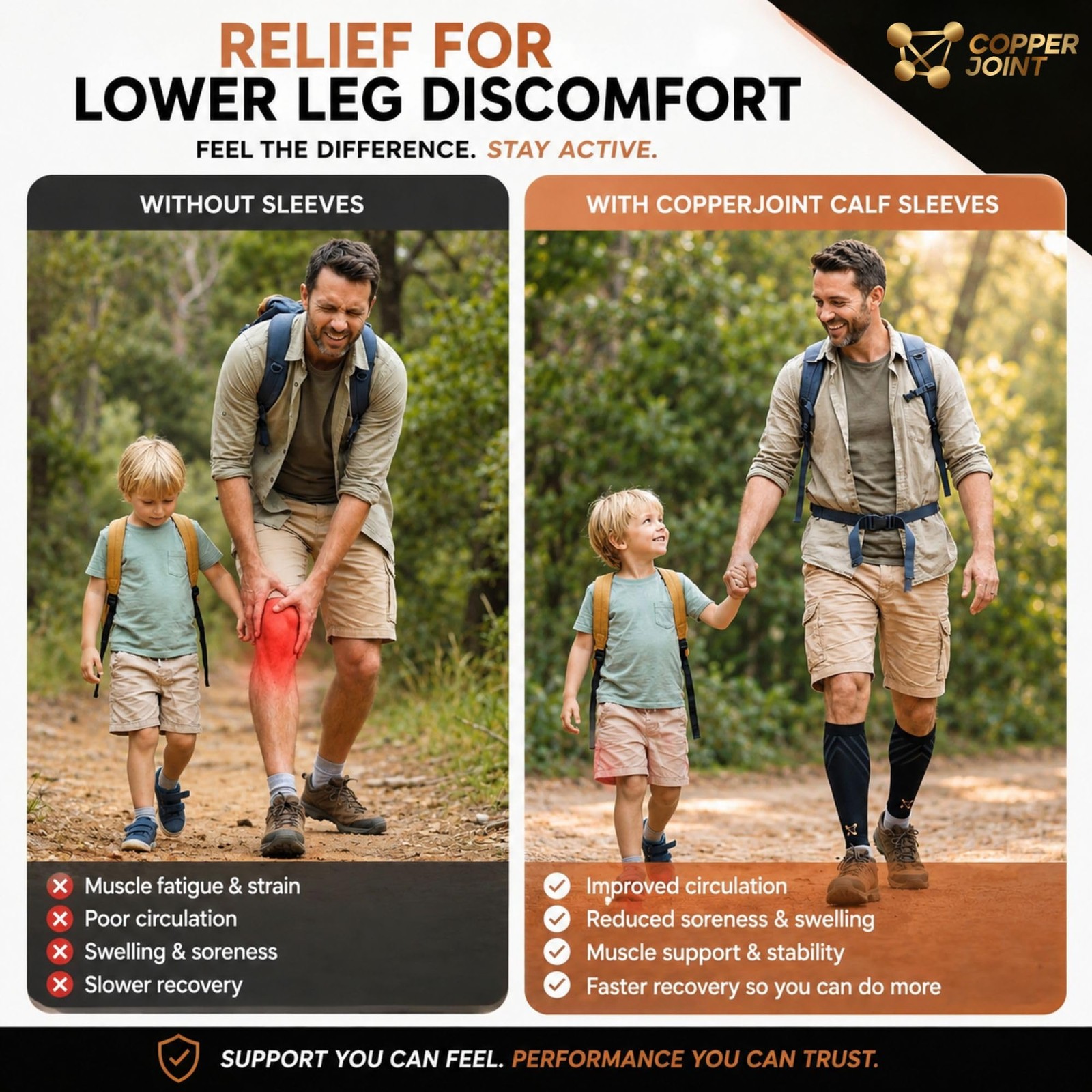 Calf Compression Sleeve Medium Copper Infused Nylon Support For Sports And Daily