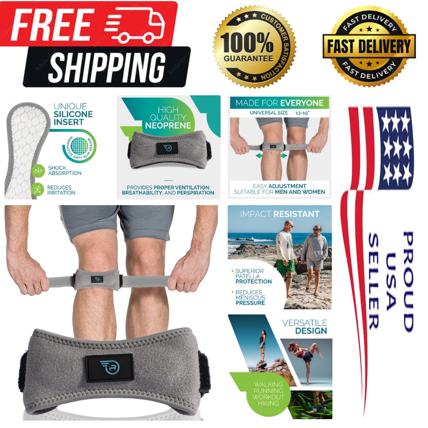 Sports Patella Strap Knee Brace Support for Arthritis, ACL, Running, Basketba…