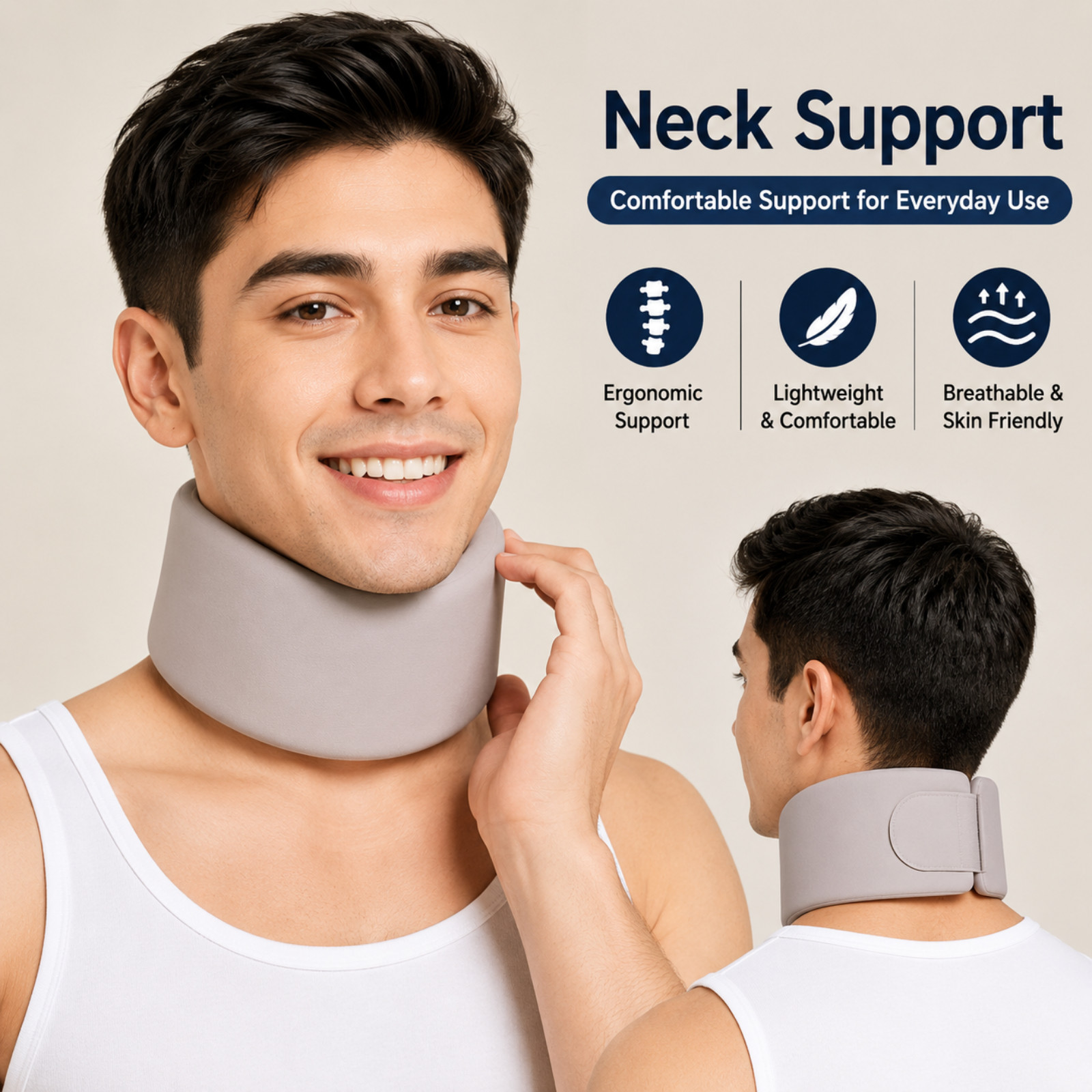 Support Wrap Soft Foam Cervical Collar Neck Pain Relief Adjustable Neck Brace