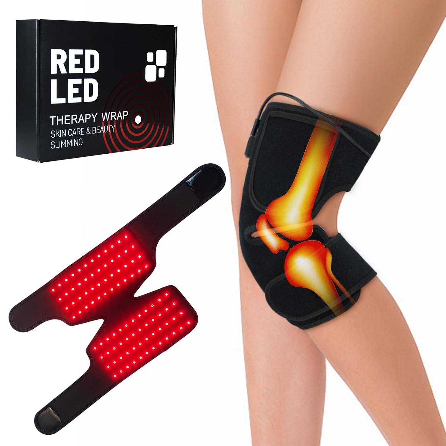 Red Light The’rapy Knee Brace, Red Light Knee Wrap Adjustable Size & Faster R…