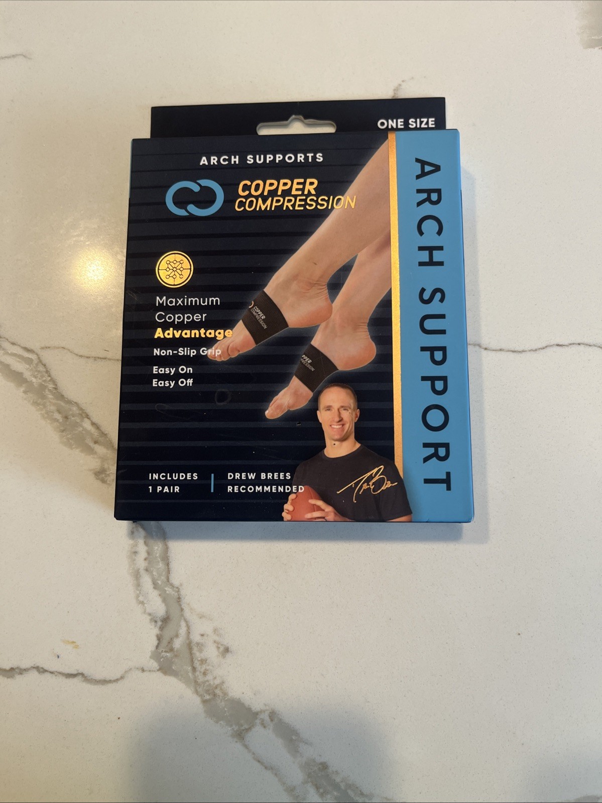 Genuine and Brand New Copper Compression Arch Support – Non-Slip 1 Pair – Black