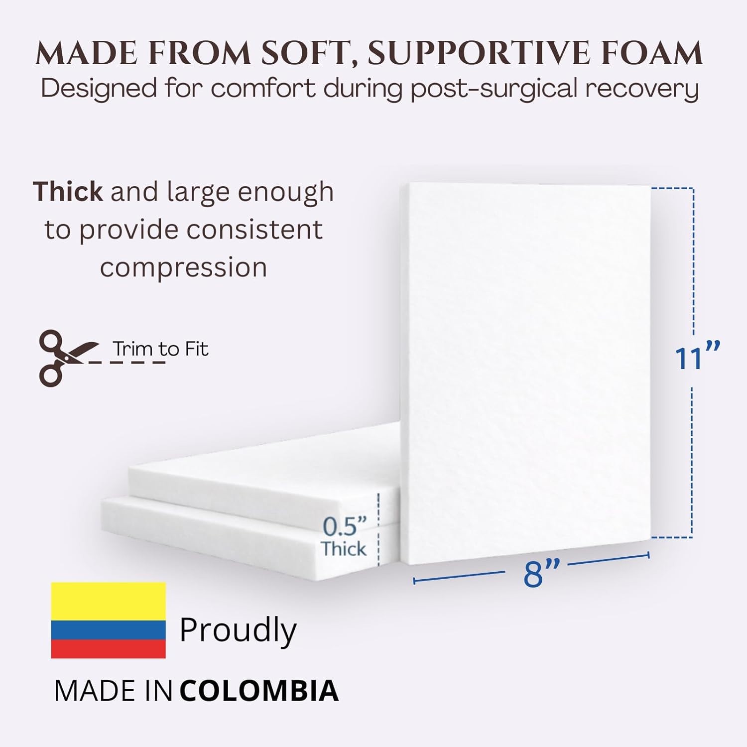 Lipo Foam Pads 3-Pack 8″ x 11″ x 0.5″ Post Surgery Abdominal Binder Compression